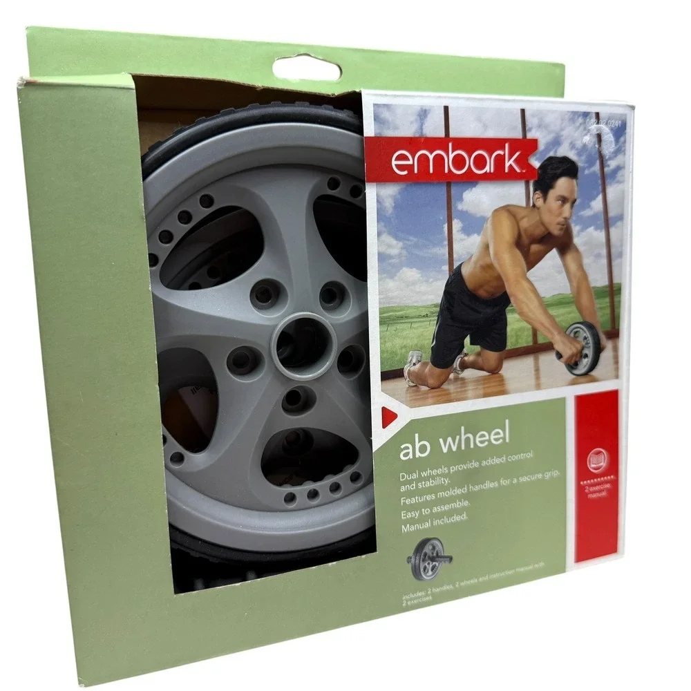 Embark Dual Ab Wheel Roller Abdominal Exercise Fitness Core Workout Equipment